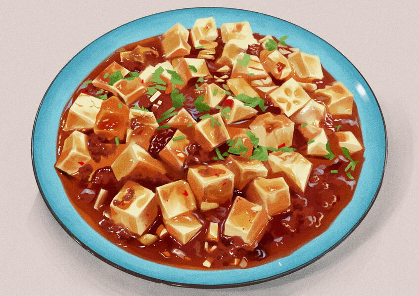 2025, Still life study of mapo tofu, Digital, Assessment work.